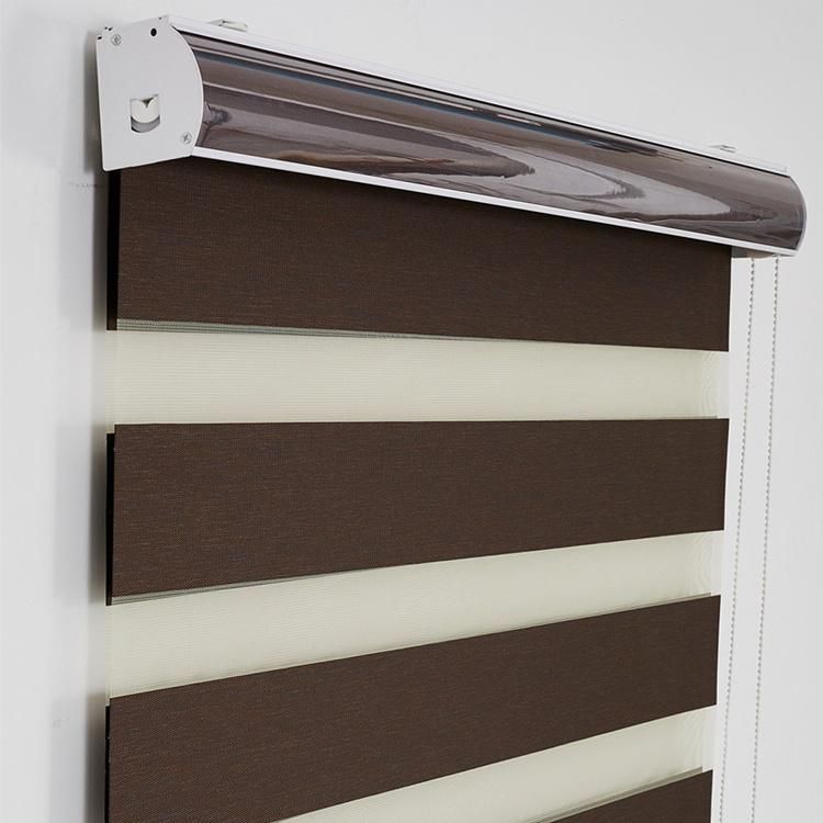 Horizontal Window Shade Blind Zebra Dual Roller Blinds Treatments Window Custom Cut to Size Dark Brown Curtains for Living Room