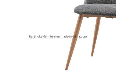 2021 Hot Sale Light Grey Fabric Dining Chair with Wood Transfered Legs
