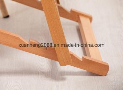 Foldable Outdoor Poplar Wood Blue Sling Beach Chair