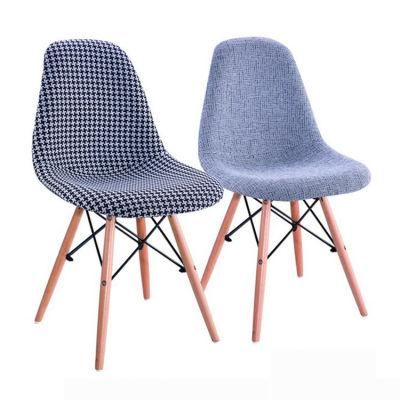 Factory French Patchwork Fabric Coffee Shop Chairs Modern Italian Chair with Wood Leg