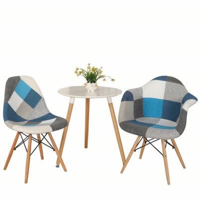 Promotion Ins Scandinavian Solid Wood Leg Patchwork Fabric Living Room Dining Chair for Sale