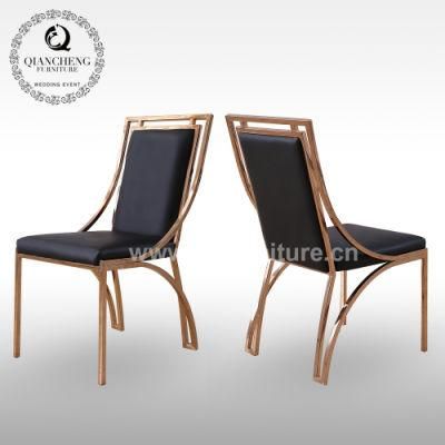 High Quality PU Leather Champagne Golden Stainless Steel Chair