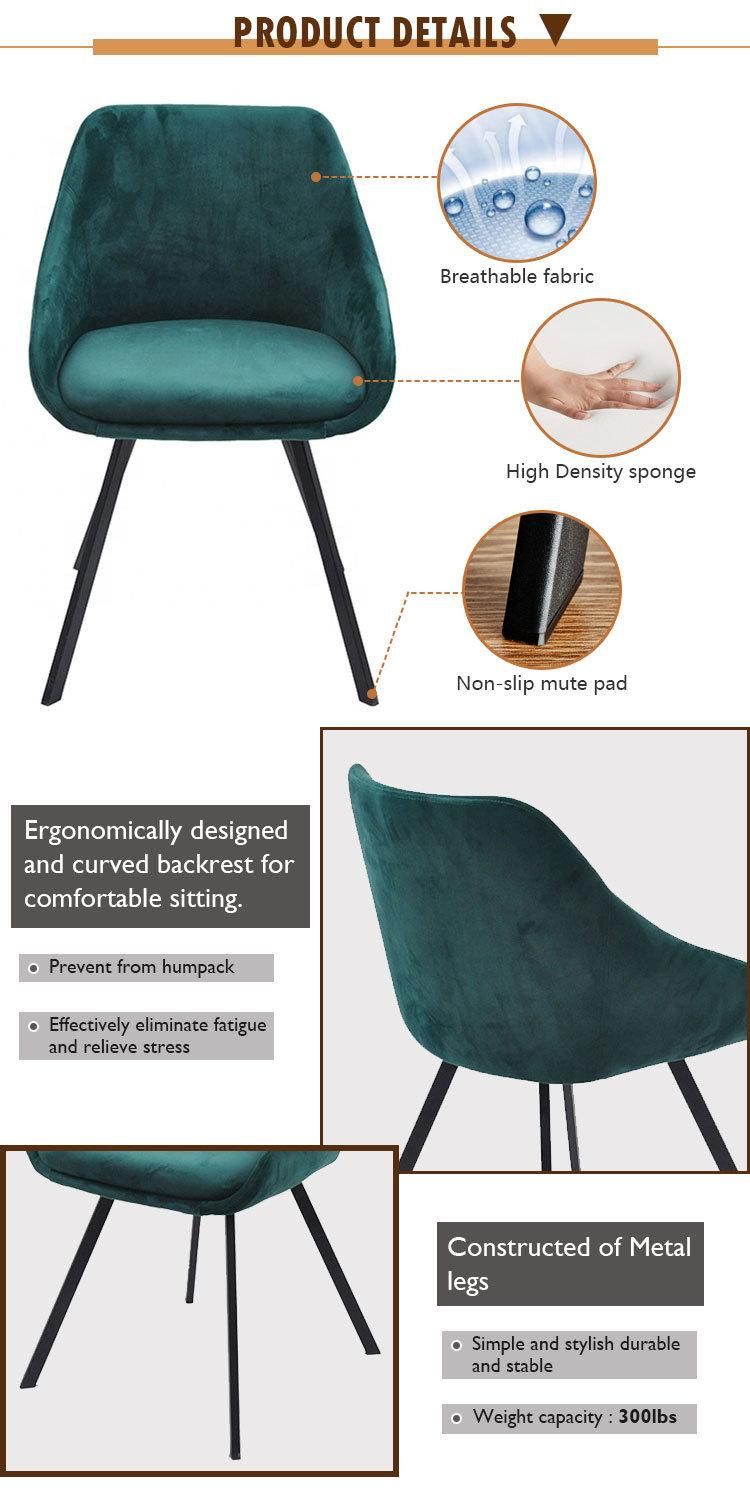 Chinese Supplier Cheap Price Home Furniture Velvet Modern Fabric Dining Chair