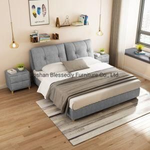 Modern Solid Wood Bed Fabric Cover Bed Hotel Furniture Washable Bed