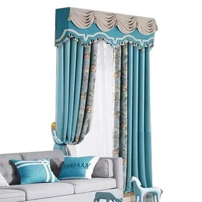 Made in China Hot Sale Blue Elegant Design European Style Curtain Fabric