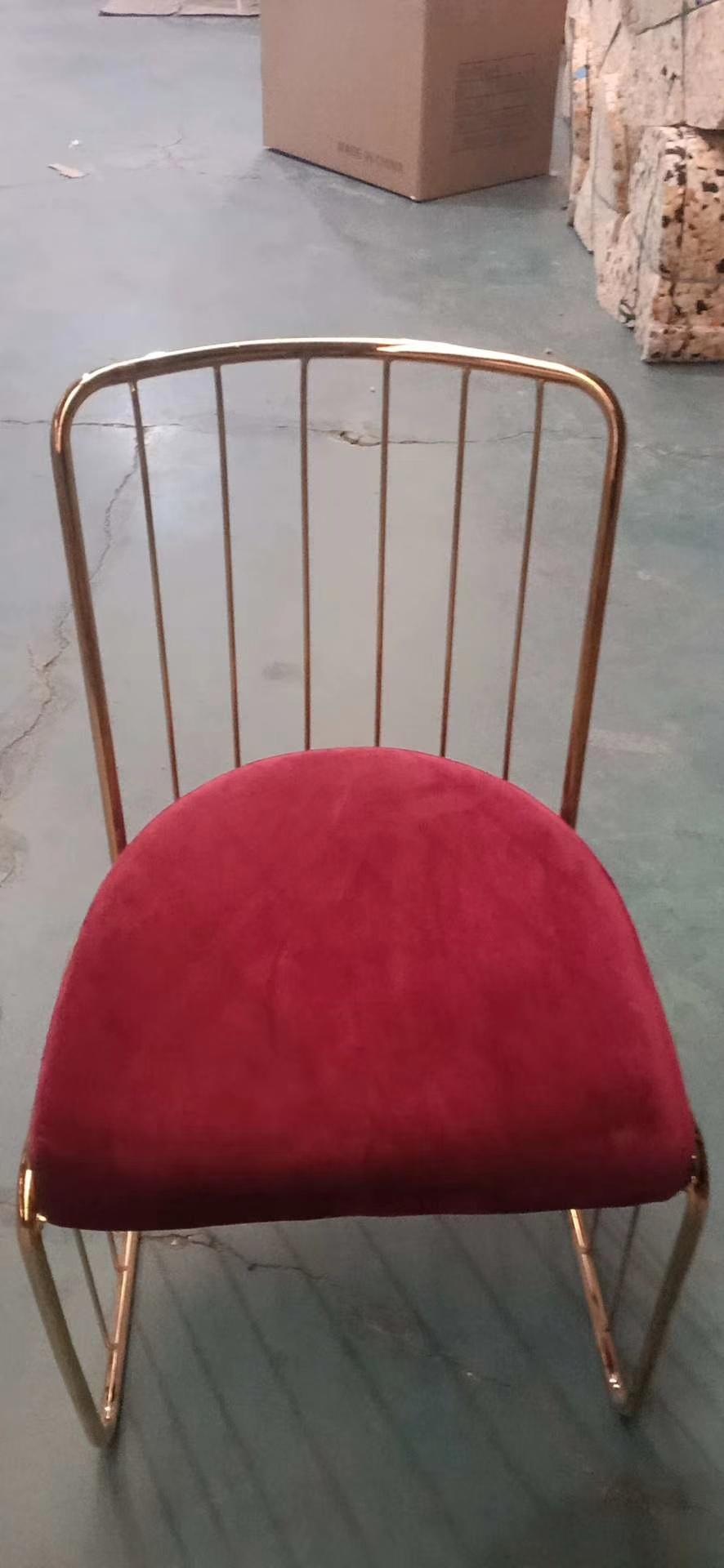 Velvet Nordic Dining Chair Modern Fabric with Metal Leg