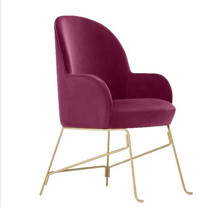Modern Flower Velvet Dining Chair with Gold Metal Legs Cute Chair for Living Room