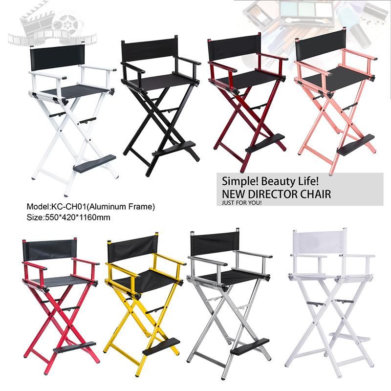 White Lightweight Pure Aluminum Makeup Chair Metal Folding Salon Portable Barber Chair