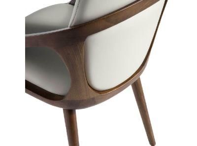 New Design Modern Restaurant Living Room Dining Room Hotel PVC Fabric Leather Wooden Chair