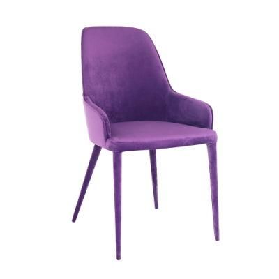 Modern Dining Chair for Home with Coated Metal Leg and Fabric Upholstered